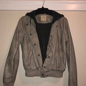 Pac Sun off white leather jacket